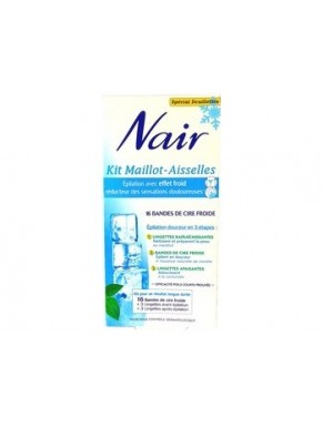 Kit NAIR Maillot-Aisselles 16 Bandes de Cire Froide Réducteur de douleurs